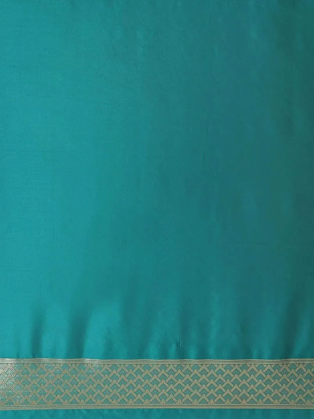 Green Woven Design Silk Saree - Libas