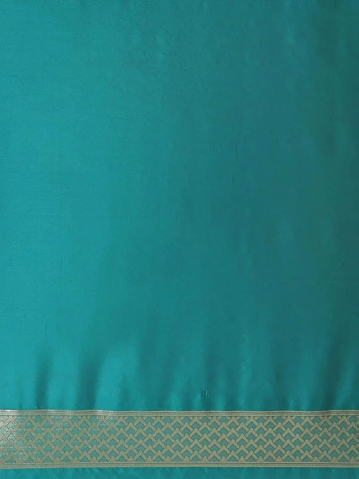 Green Woven Design Silk Saree - Libas