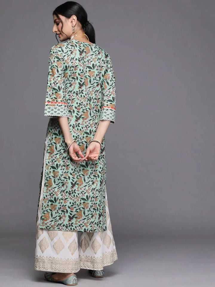 Green Yoke Design Cotton Kurta - Libas