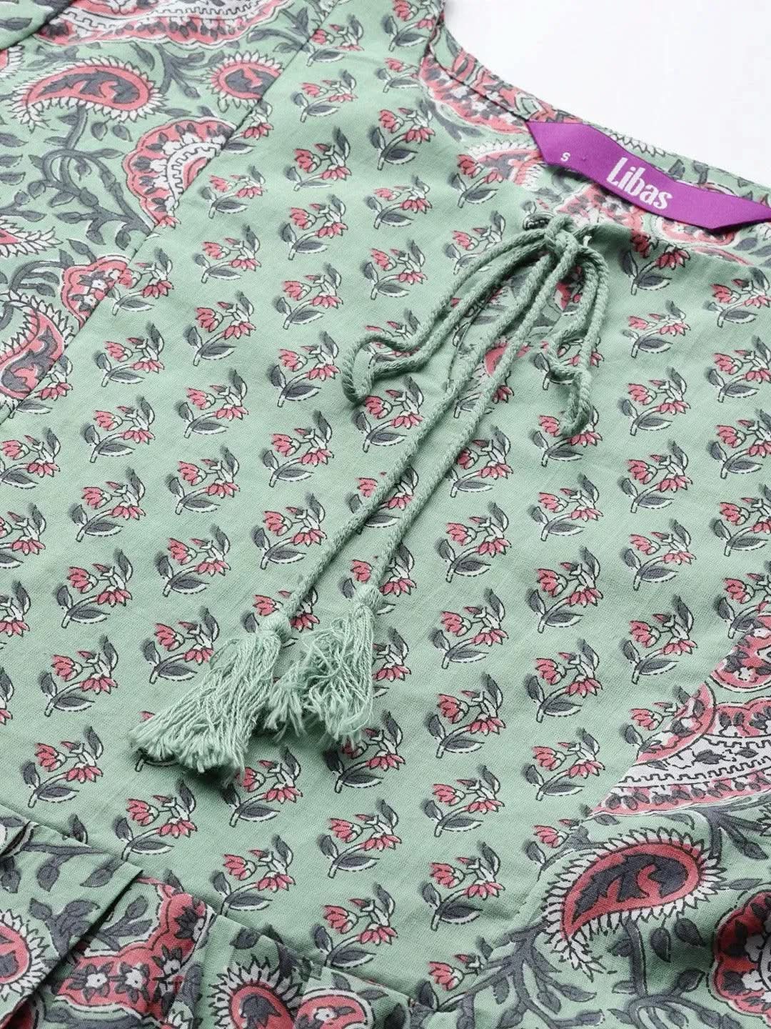 Green Yoke Design Cotton Kurta - Libas