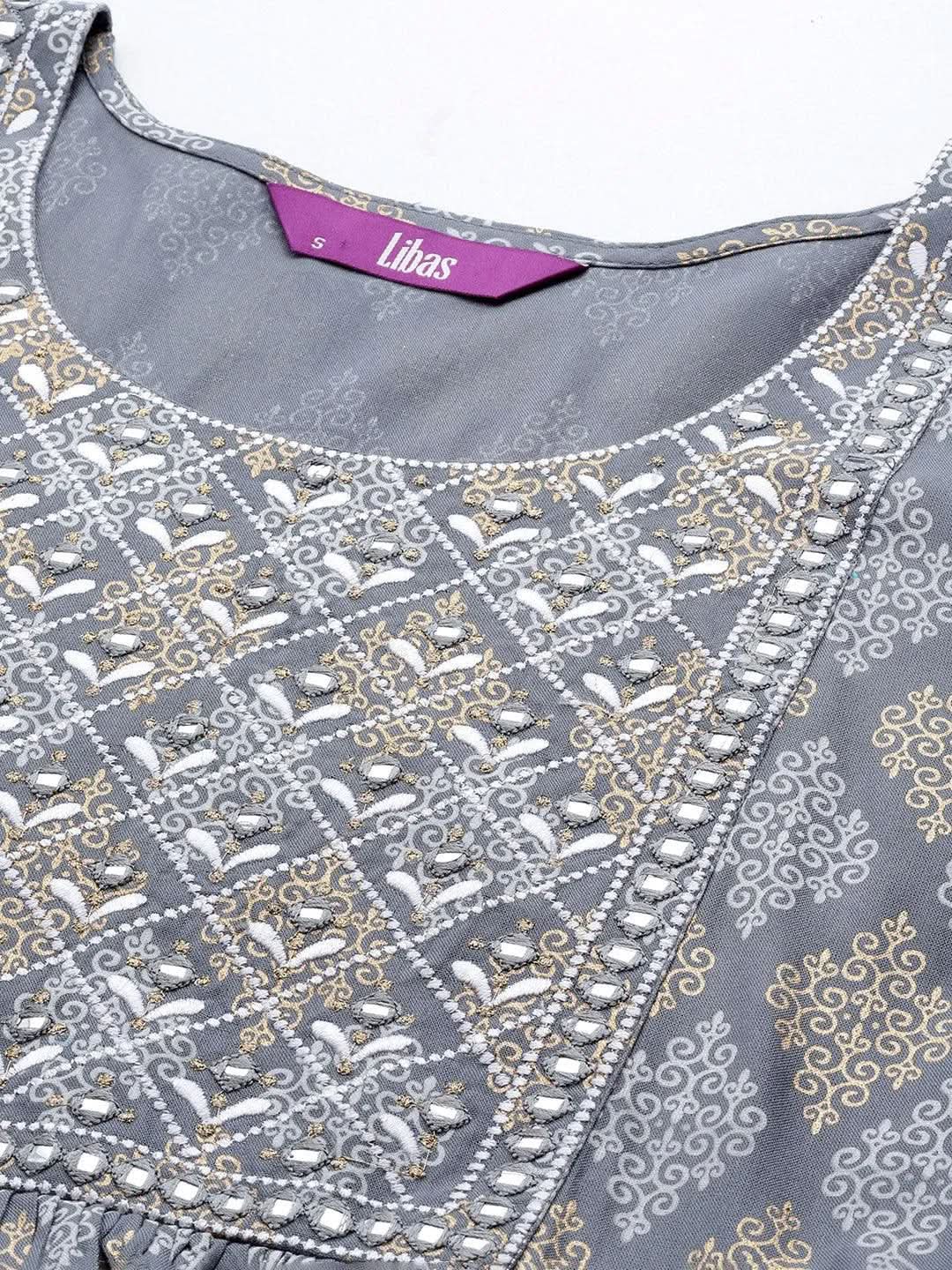 Grey Embellished Rayon A-Line Kurta
Grey Embellished Rayon A-Line Kurta