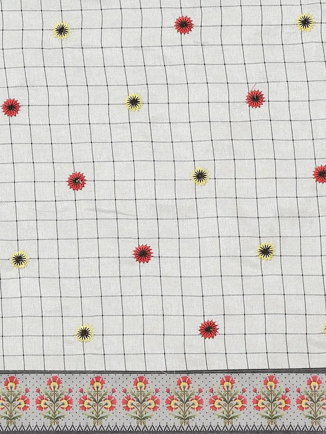 Grey Embroidered Crepe Saree - Libas