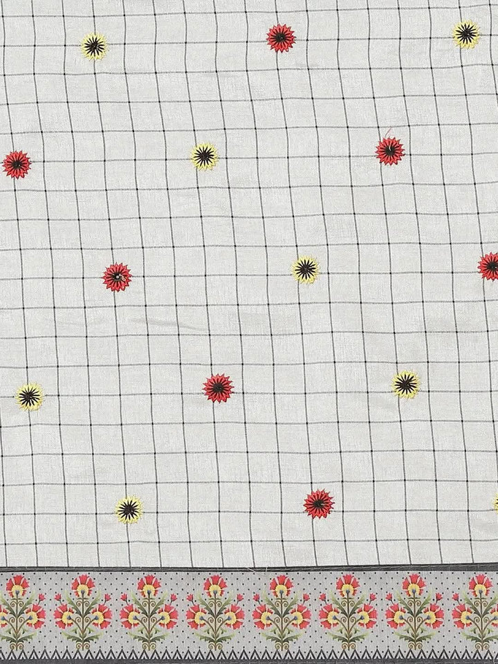 Grey Embroidered Crepe Saree - Libas