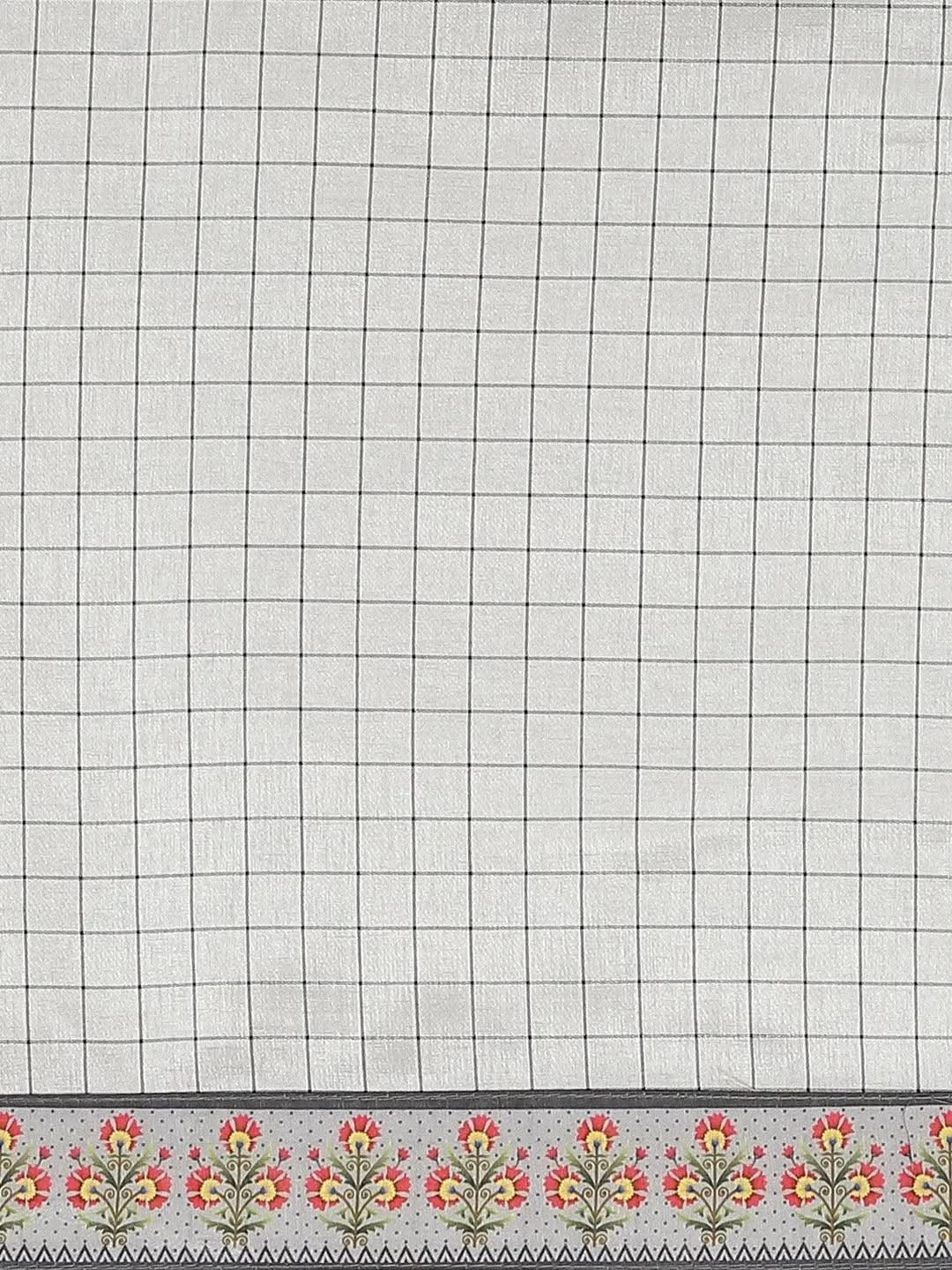 Grey Embroidered Crepe Saree - Libas