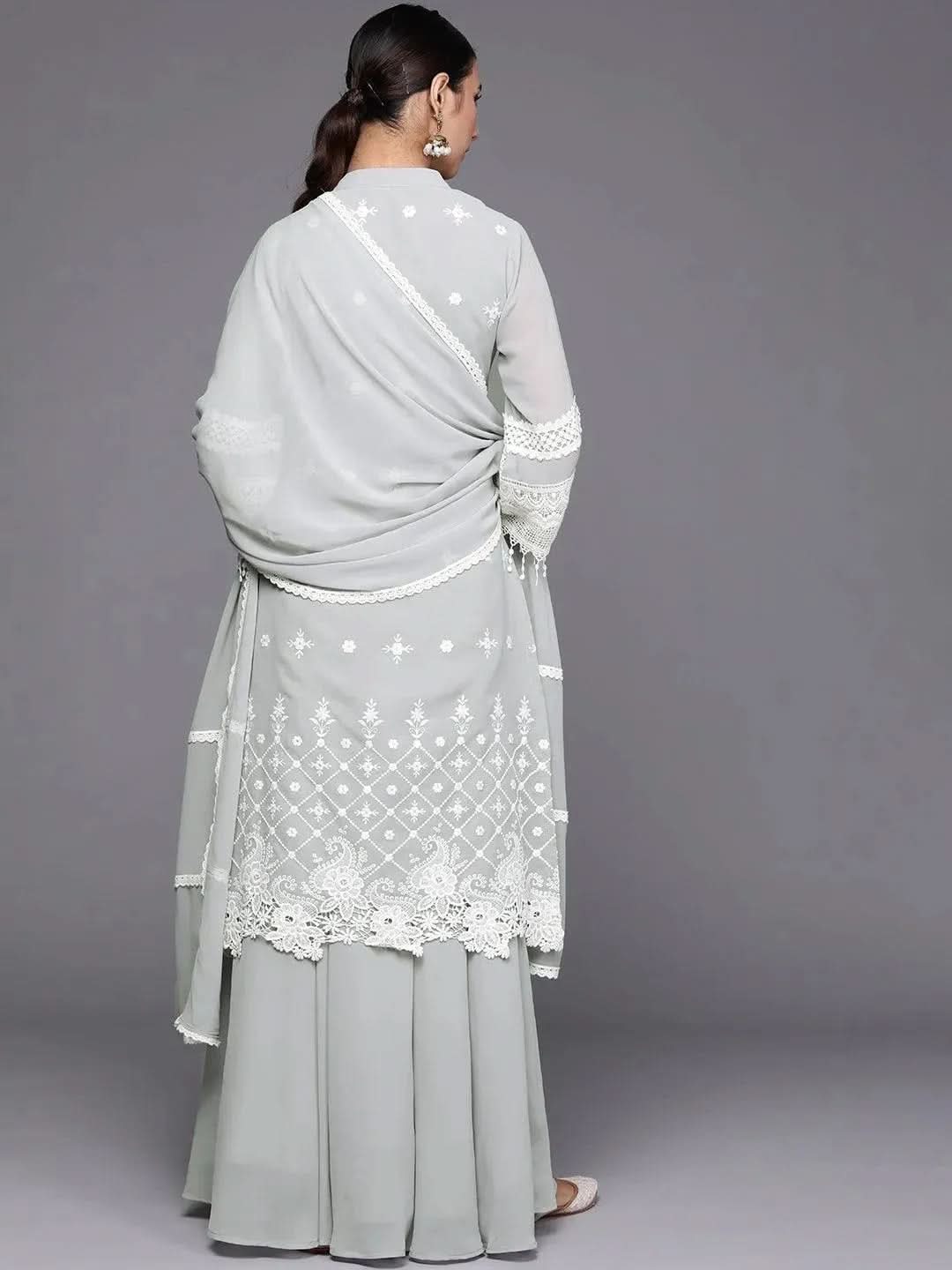 Buy Grey Embroidered Georgette Suit Set - 20170O-XS | Libas Ethnic Wear Online 
Buy Grey Embroidered Georgette Suit Set - 20170O-XS | Libas Ethnic Wear Online