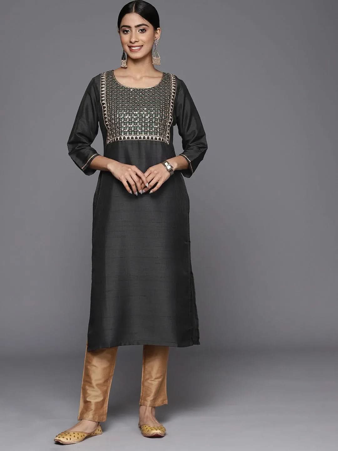 Grey Embroidered Silk Straight Kurta
Grey Embroidered Silk Straight Kurta