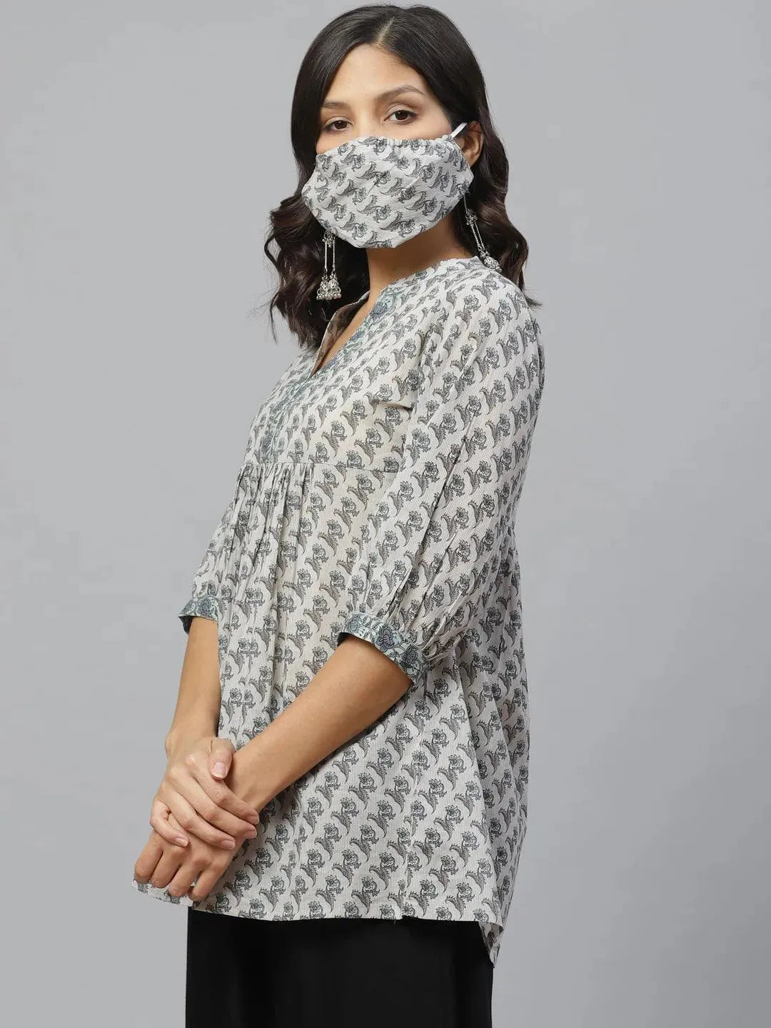Buy Grey Printed A-line Kurti With Mask Online | Libas
Buy Grey Printed A-line Kurti With Mask Online | Libas