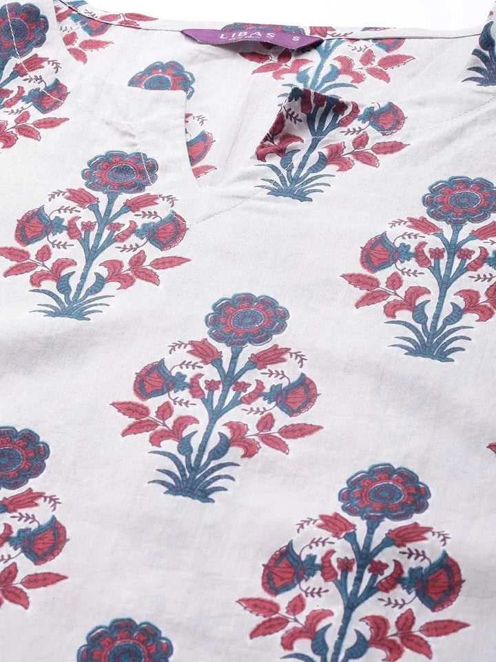 Grey Printed Cotton Night Suit - Libas