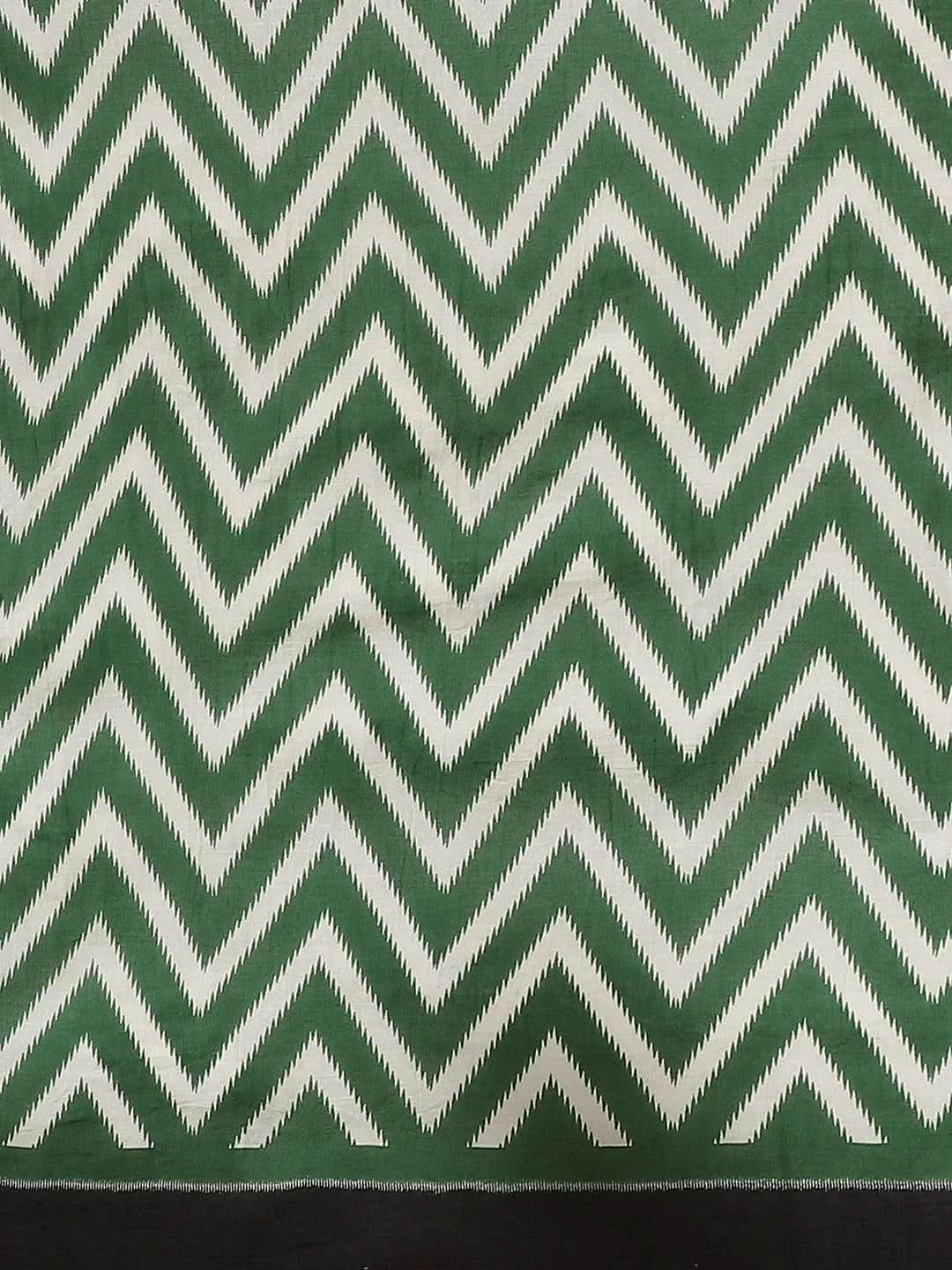 Grey Printed Cotton Saree - Libas