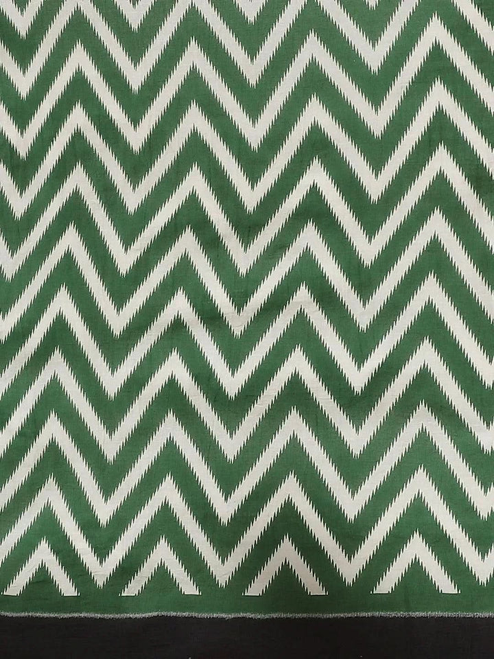 Grey Printed Cotton Saree - Libas