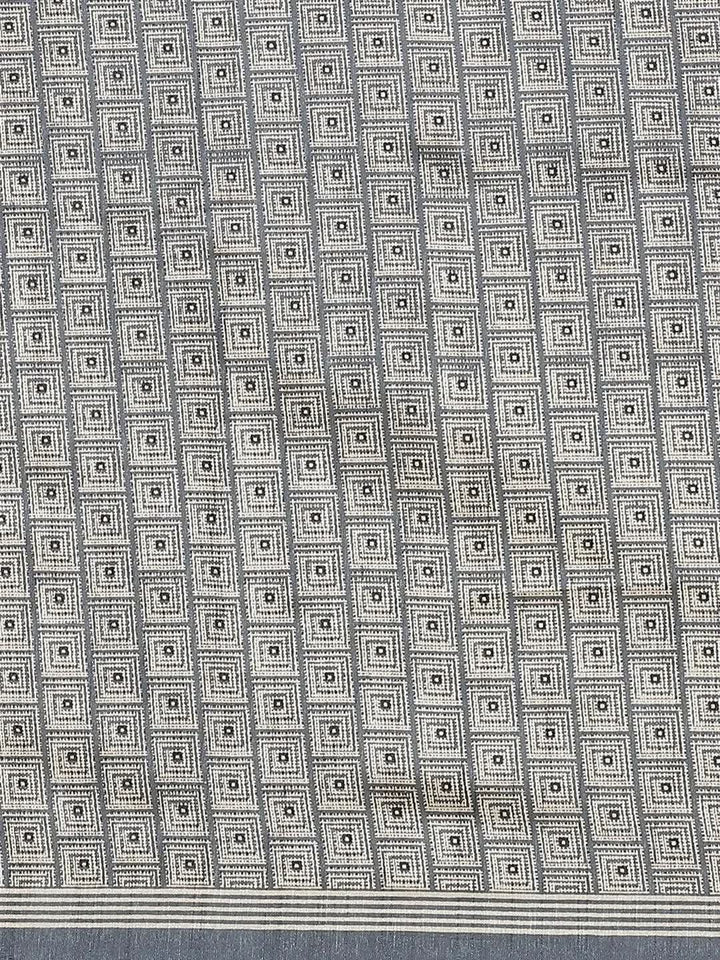 Grey Printed Cotton Silk Saree - Libas