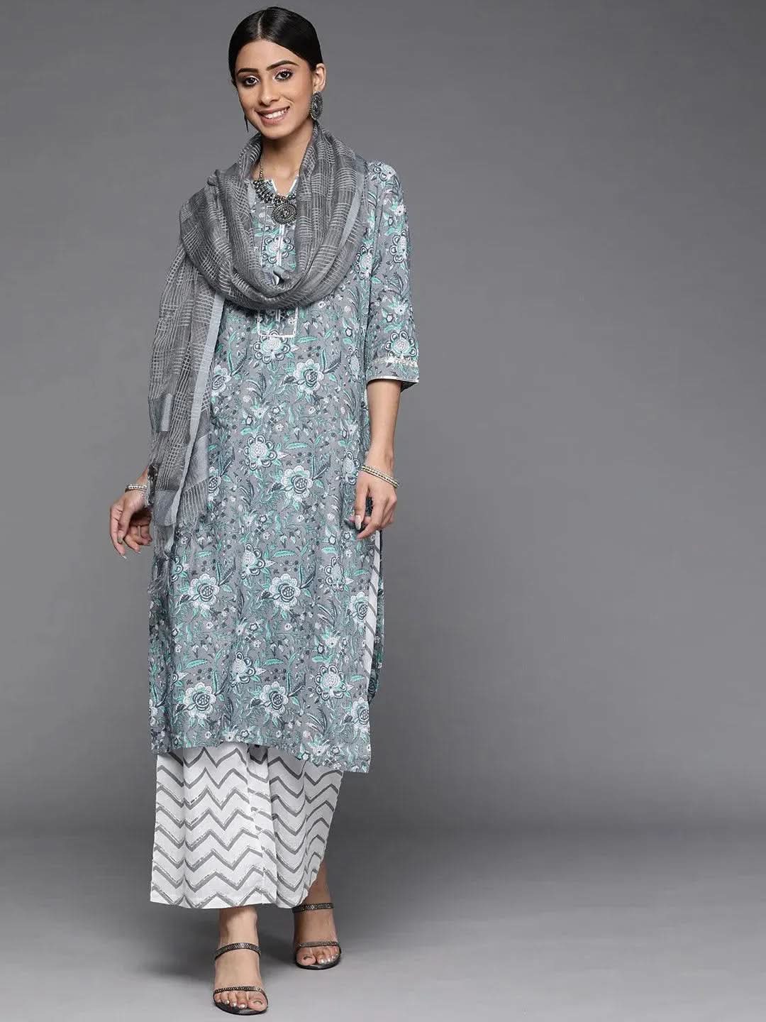 Buy Grey Printed Cotton Suit Set - 33162O- | Libas Ethnic Wear Online
Buy Grey Printed Cotton Suit Set - 33162O- | Libas Ethnic Wear Online