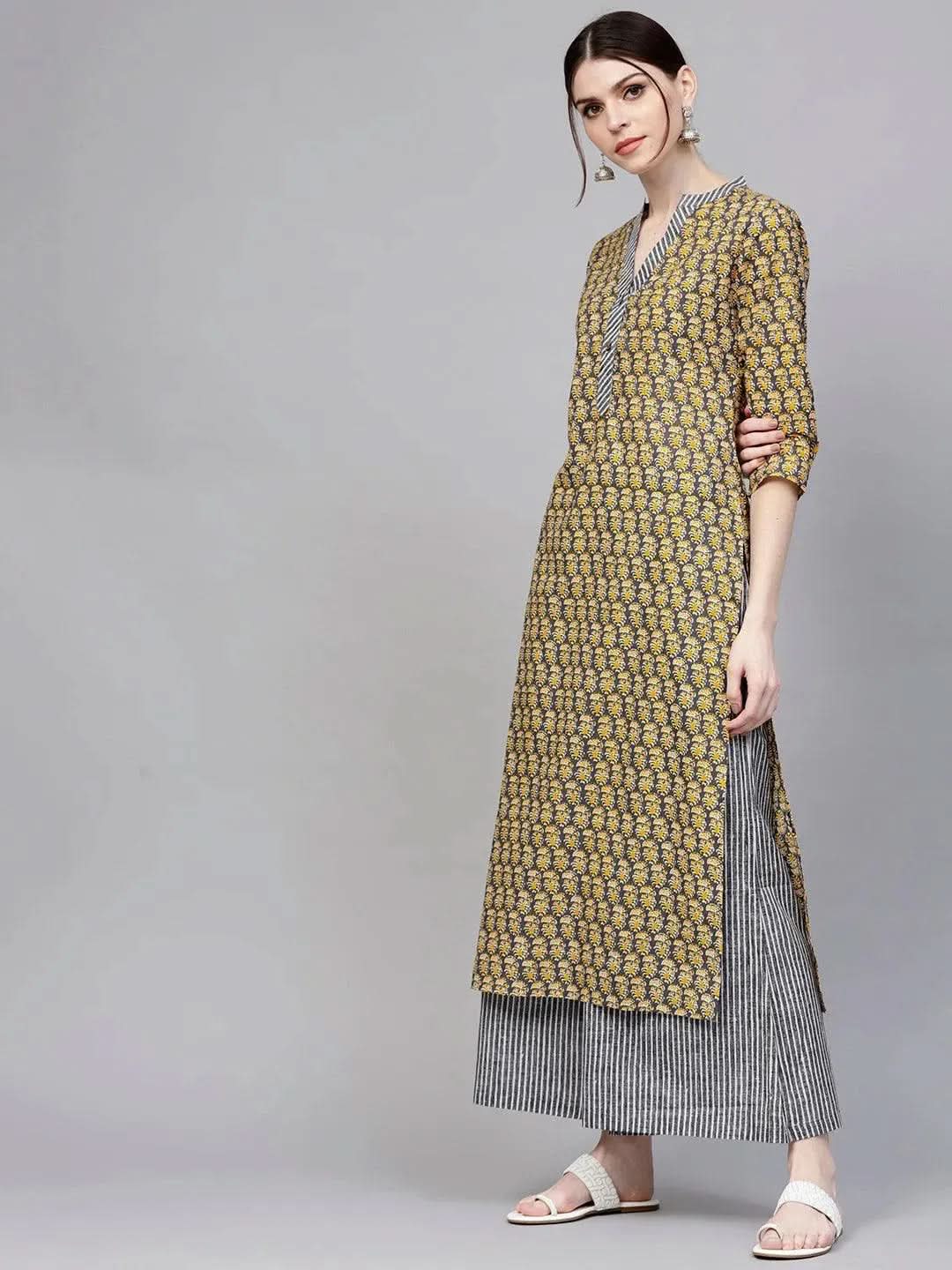 Buy Grey Printed Cotton Kurta Set - 5741- | Libas Ethnic Wear Online 
Buy Grey Printed Cotton Kurta Set - 5741- | Libas Ethnic Wear Online