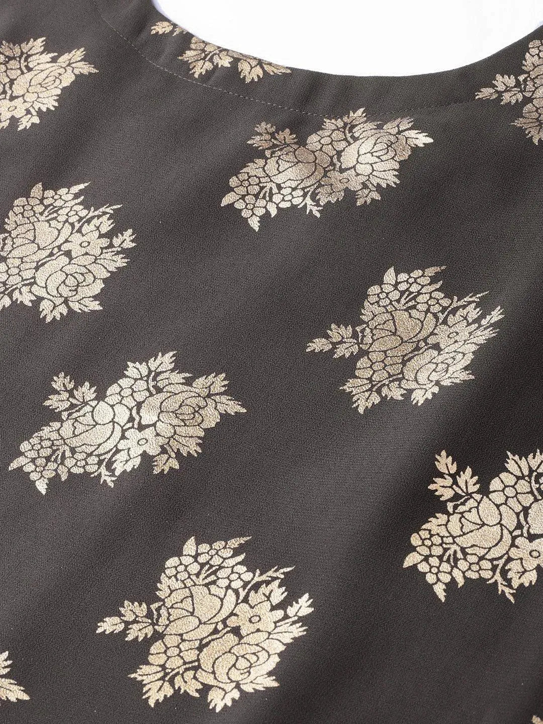 Grey Printed Georgette Suit Set - Libas