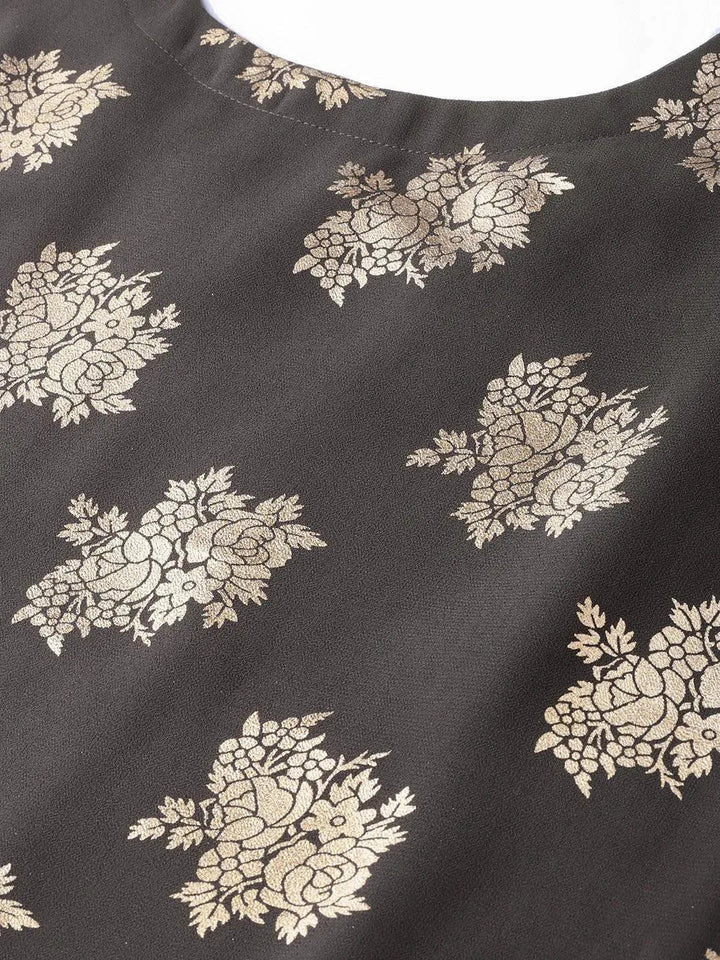 Grey Printed Georgette Suit Set - Libas