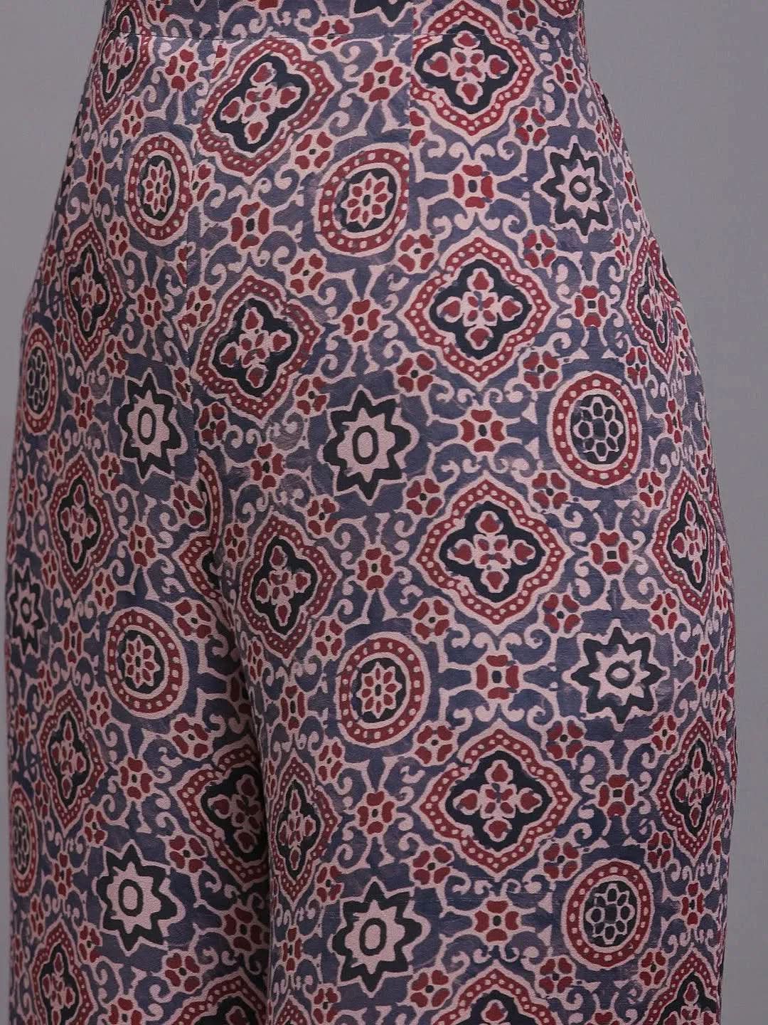 Grey Printed Georgette Co-Ords - Libas