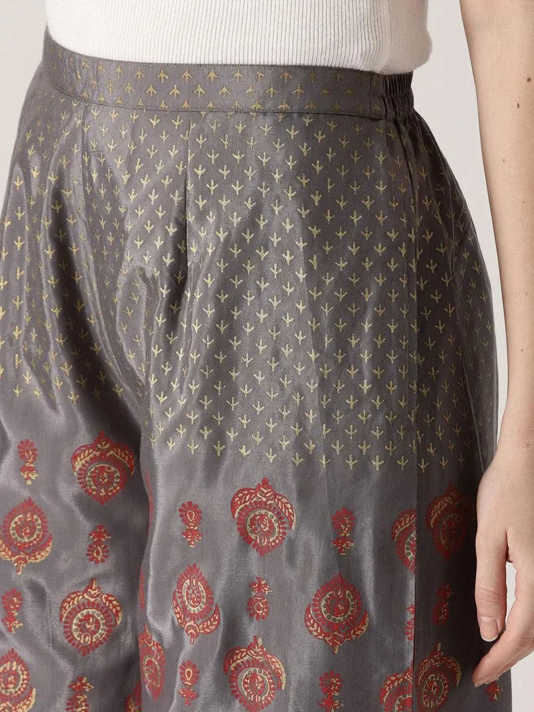 Grey Printed Polyester Palazzos
Grey Printed Polyester Palazzos