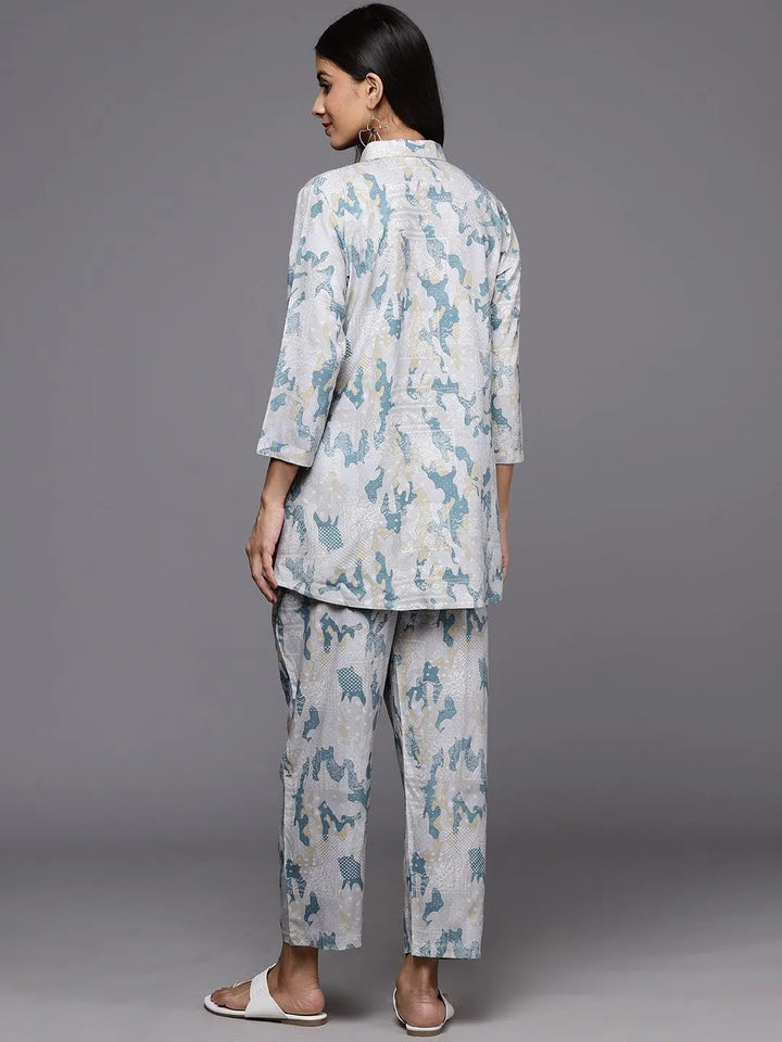 Grey Printed Rayon Co-Ords - Libas