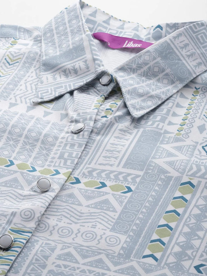 Grey Printed Rayon Co-Ords - Libas