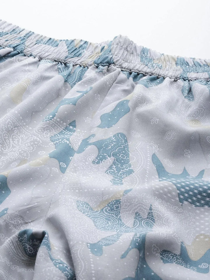Grey Printed Rayon Co-Ords - Libas