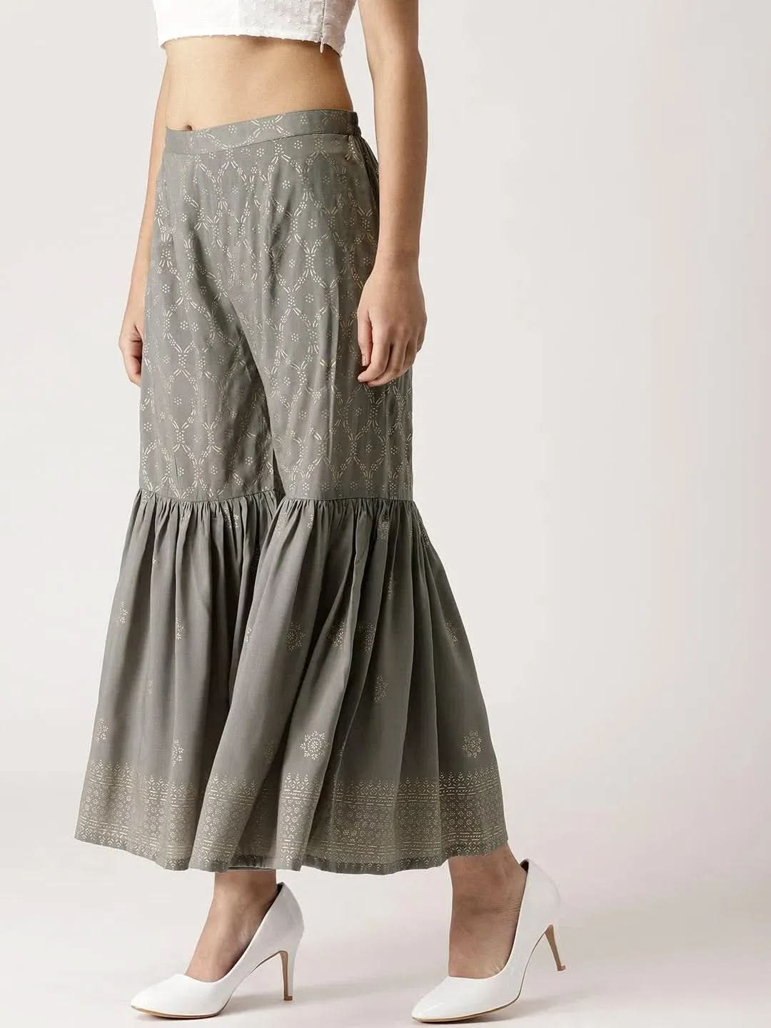 Buy Grey Printed Rayon Sharara Pants- PL518- | Libas Ethnic Wear Online 
Buy Grey Printed Rayon Sharara Pants- PL518- | Libas Ethnic Wear Online