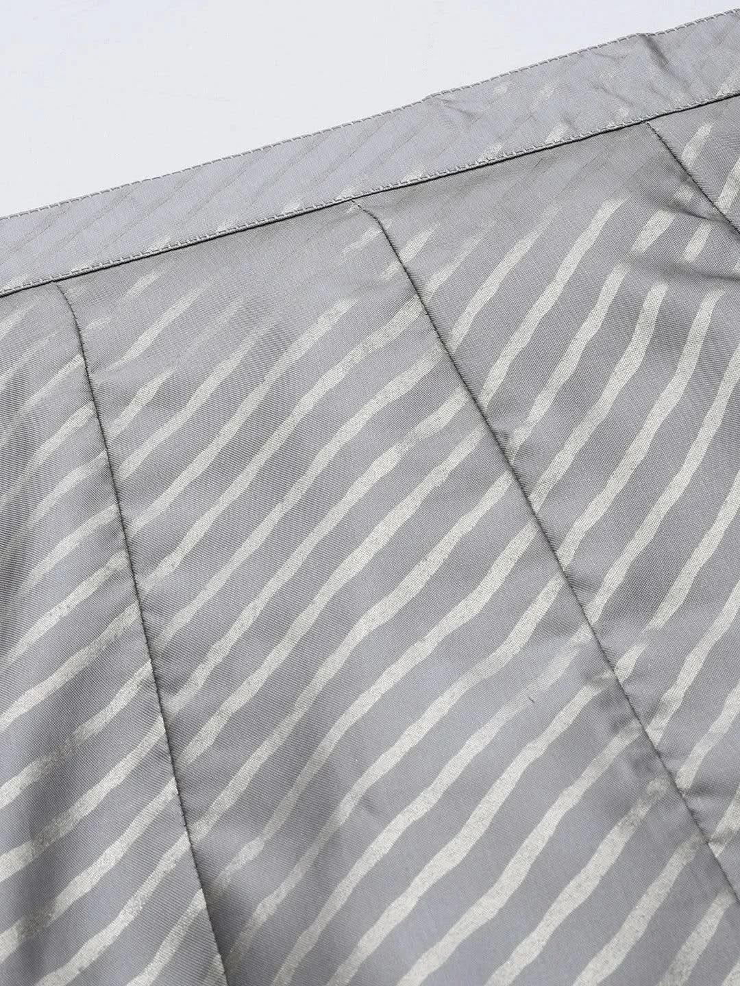 Grey Printed Silk Blend Skirt - Libas
