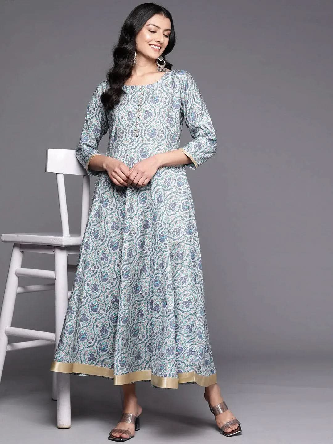 Grey Printed Silk Fit and Flare Dress
Grey Printed Silk Fit and Flare Dress