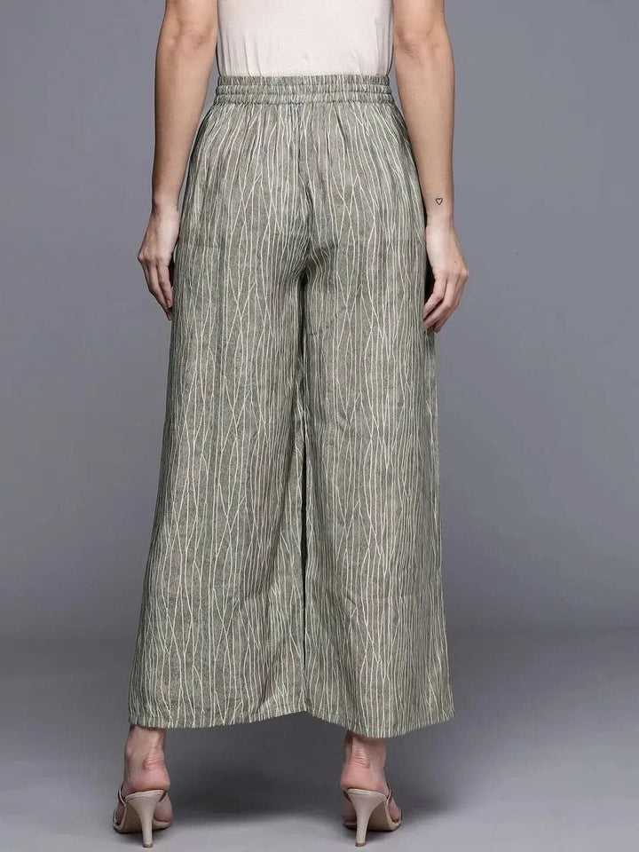 Grey Printed Silk Palazzos - Libas