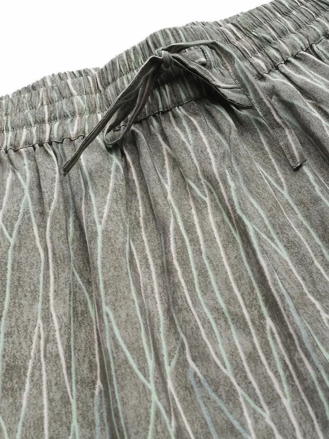 Grey Printed Silk Palazzos - Libas