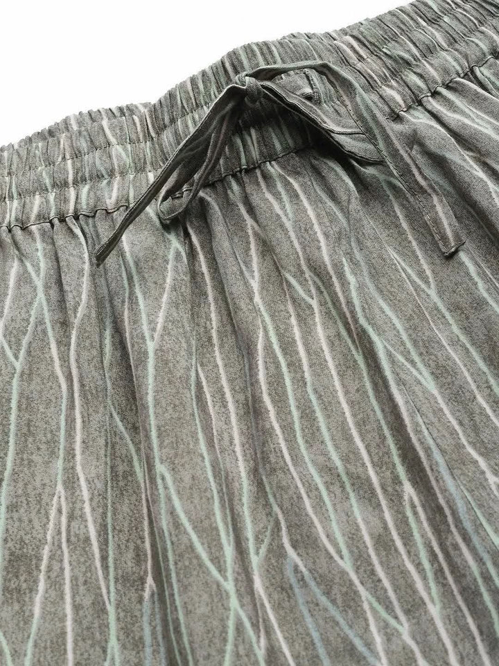 Grey Printed Silk Palazzos - Libas