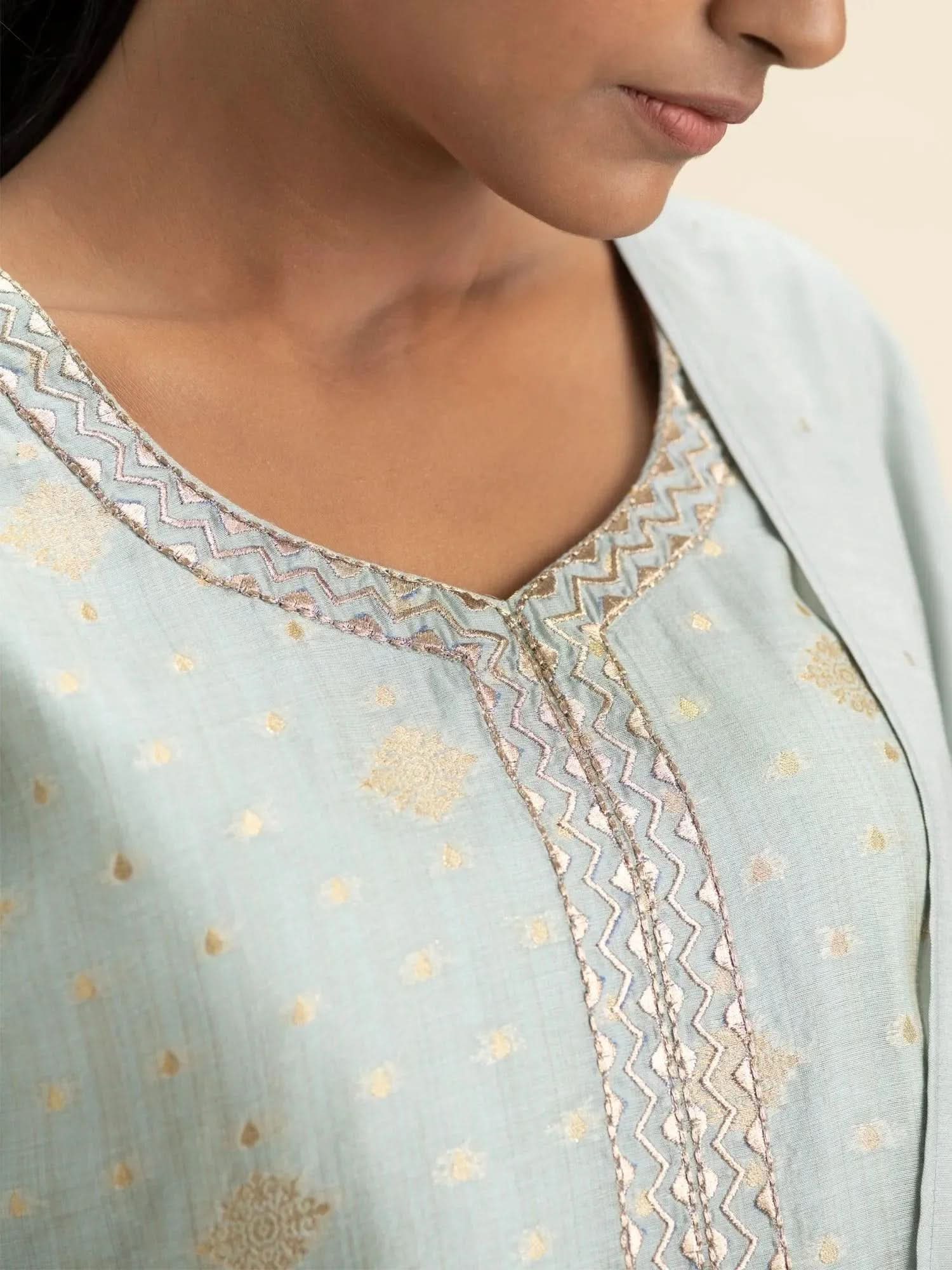 Buy Grey Self Design Chanderi Silk Suit Set - 13097O-XS | Libas Ethnic Wear Online 
Buy Grey Self Design Chanderi Silk Suit Set - 13097O-XS | Libas Ethnic Wear Online