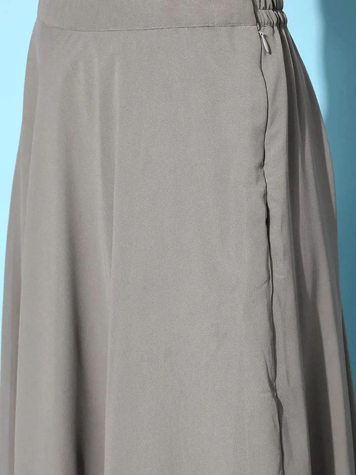 Grey Sequinned Georgette Lehenga Set With Potli - Libas