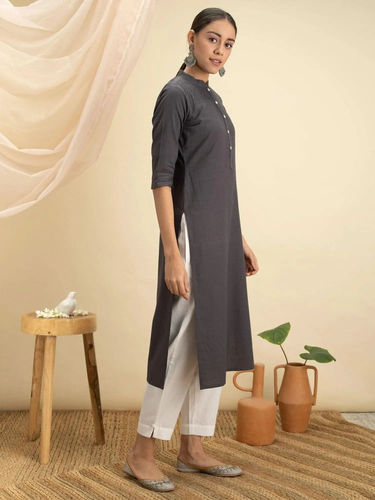Buy Grey Solid Cotton Kurta - 12033O- | Libas Ethnic Wear Online
Buy Grey Solid Cotton Kurta - 12033O- | Libas Ethnic Wear Online