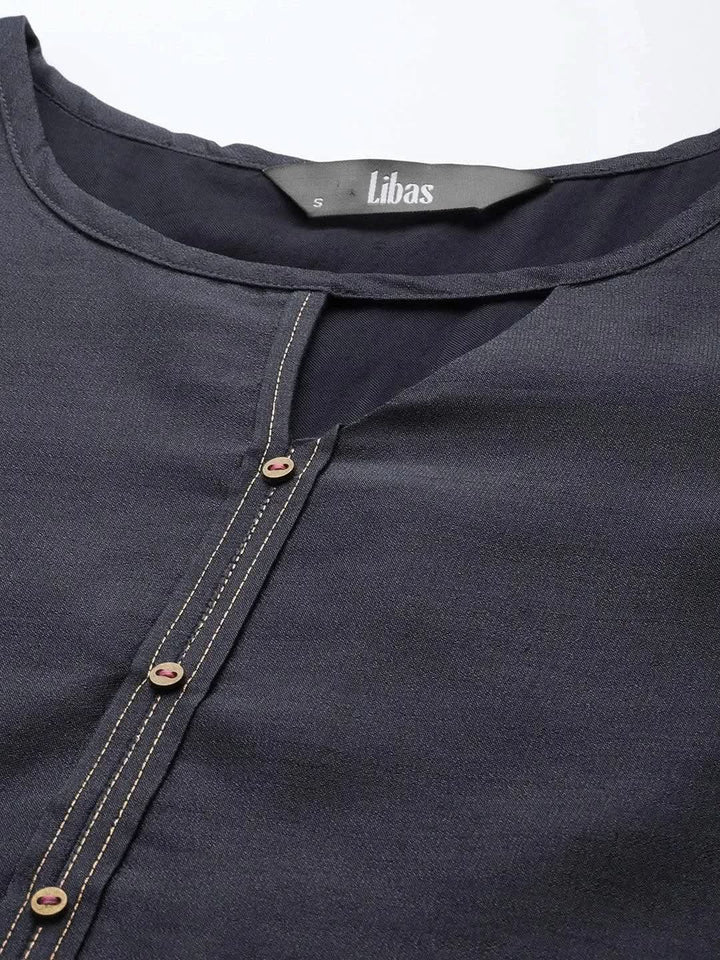 Grey Solid Silk Kurta - Libas