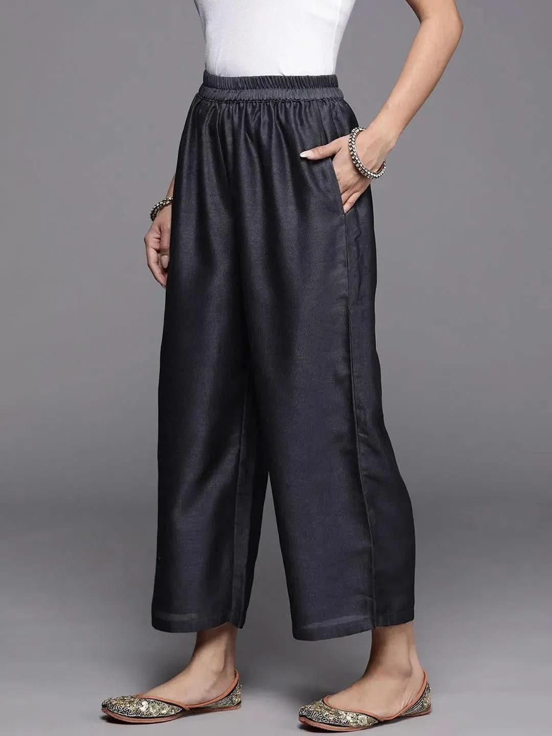 Grey Solid Silk Palazzos
Grey Solid Silk Palazzos