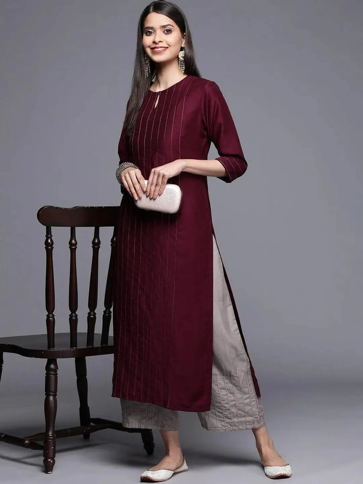 Grey Solid Silk Palazzos - Libas