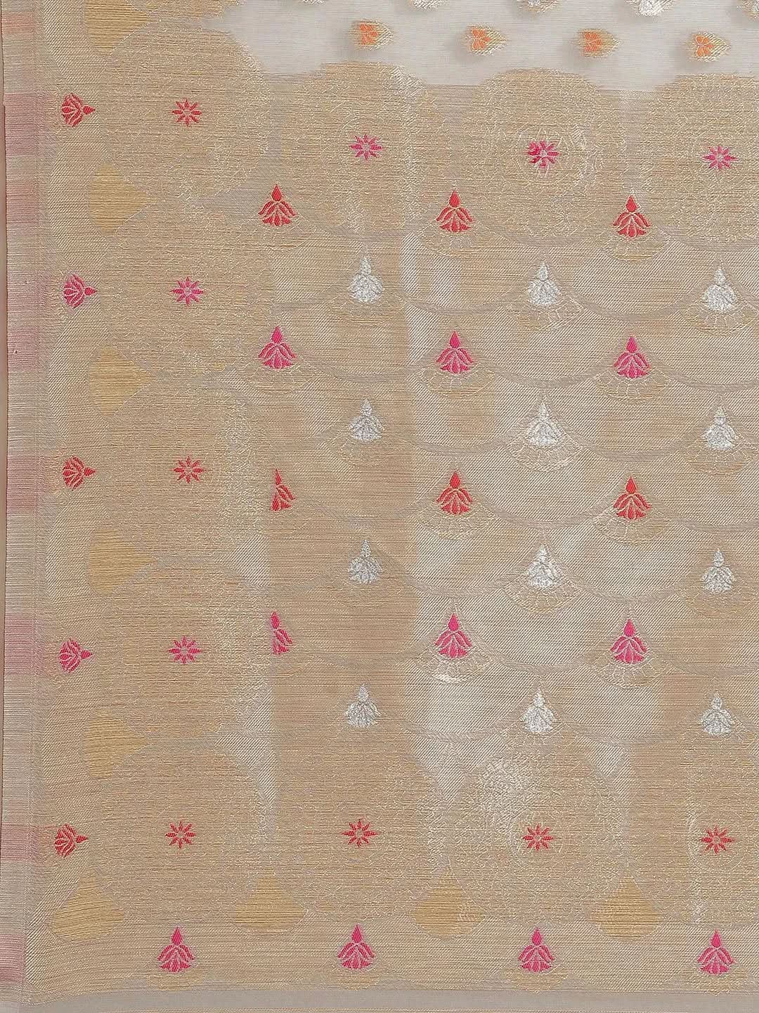 Grey Woven Design Brocade Saree - Libas