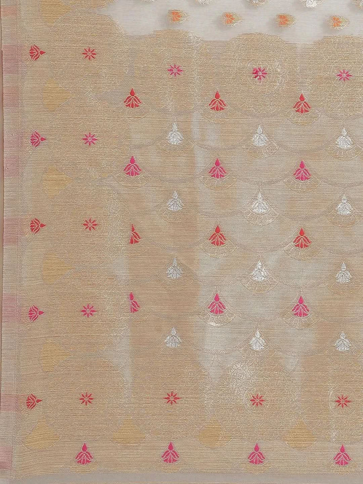 Grey Woven Design Brocade Saree - Libas