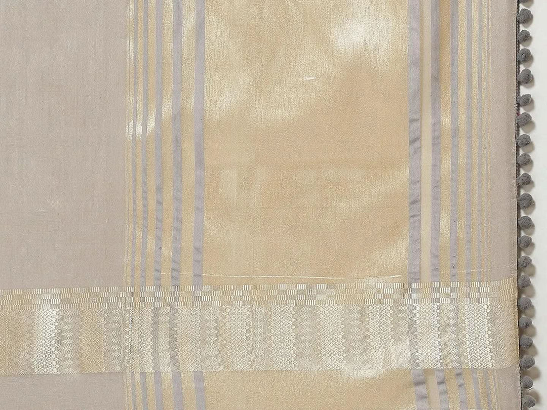 Grey Woven Design Silk Blend Saree - Libas