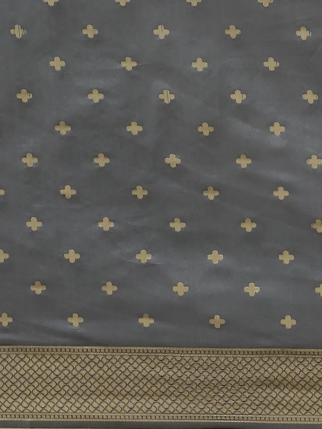 Grey Woven Design Silk Saree - Libas