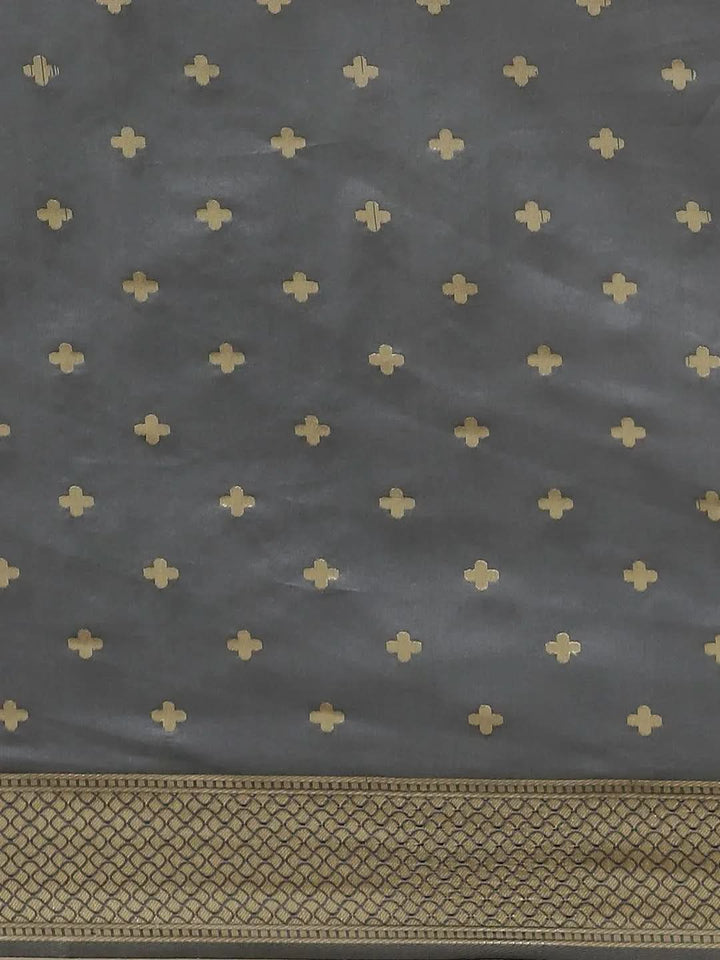 Grey Woven Design Silk Saree - Libas