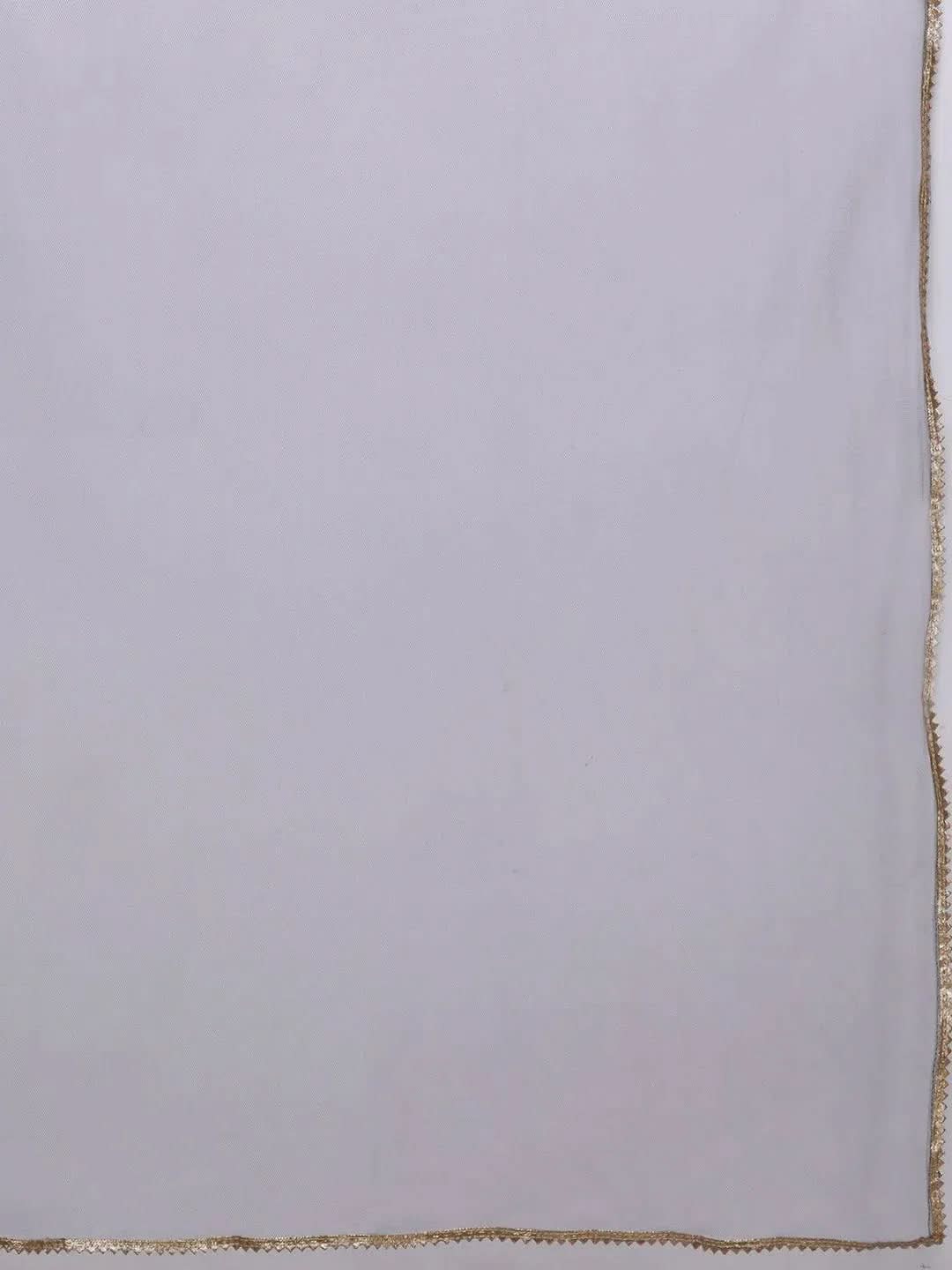 Grey Yoke Design Rayon Anarkali Suit Set With Trousers - Libas