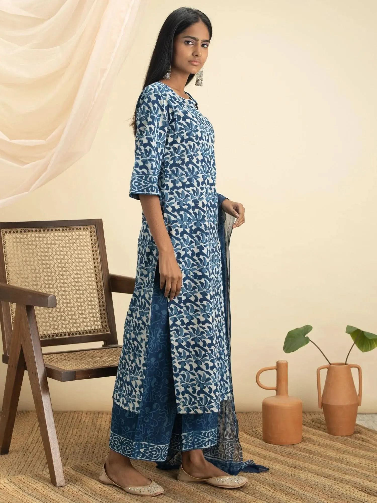 Buy Indigo Printed Cotton Suit Set - 20007O- | Libas Ethnic Wear Online
Buy Indigo Printed Cotton Suit Set - 20007O- | Libas Ethnic Wear Online
