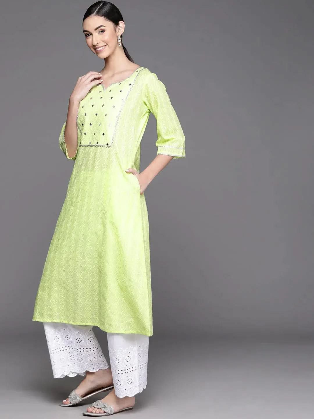 Buy Lime Green Embroidered Cotton Kurta - 23139O-XS | Libas Ethnic Wear Online
Buy Lime Green Embroidered Cotton Kurta - 23139O-XS | Libas Ethnic Wear Online