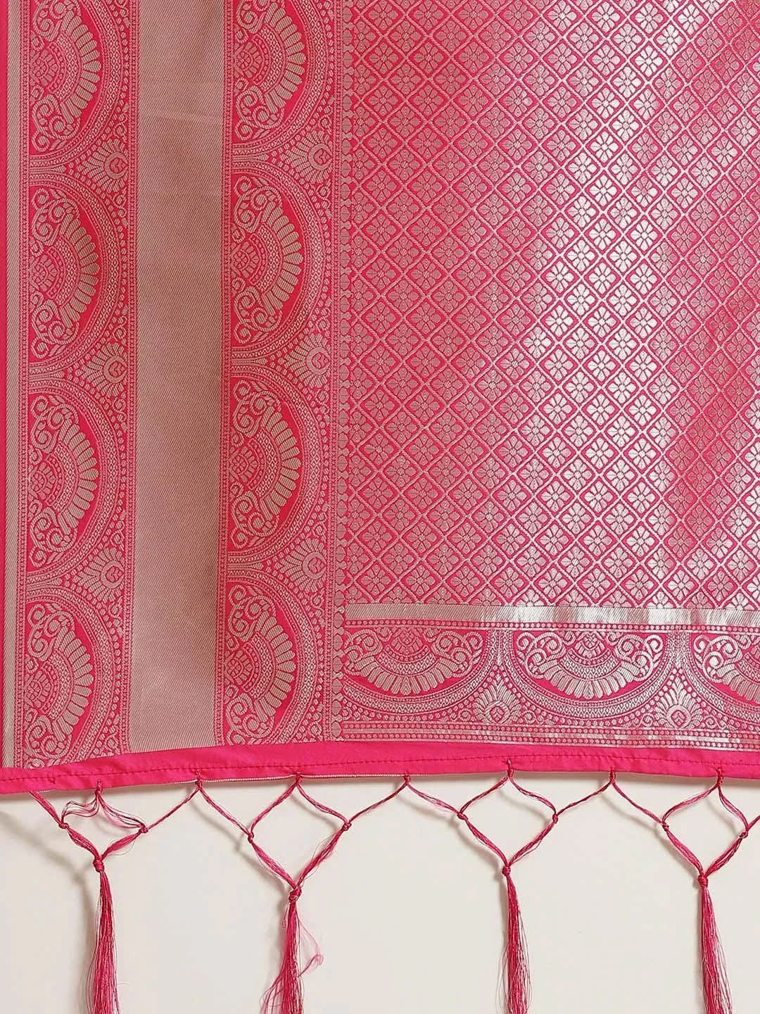 Magenta Woven Design Brocade Saree - Libas