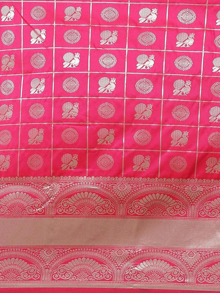 Magenta Woven Design Brocade Saree - Libas