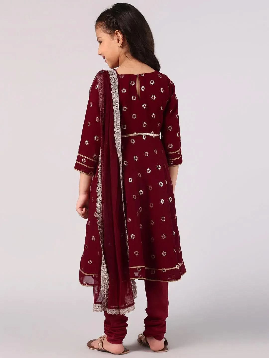 Buy Maroon Embroidered Georgette Suit Set - 20408K-10-12Y | Libas Ethnic Wear Online 
Buy Maroon Embroidered Georgette Suit Set - 20408K-10-12Y | Libas Ethnic Wear Online