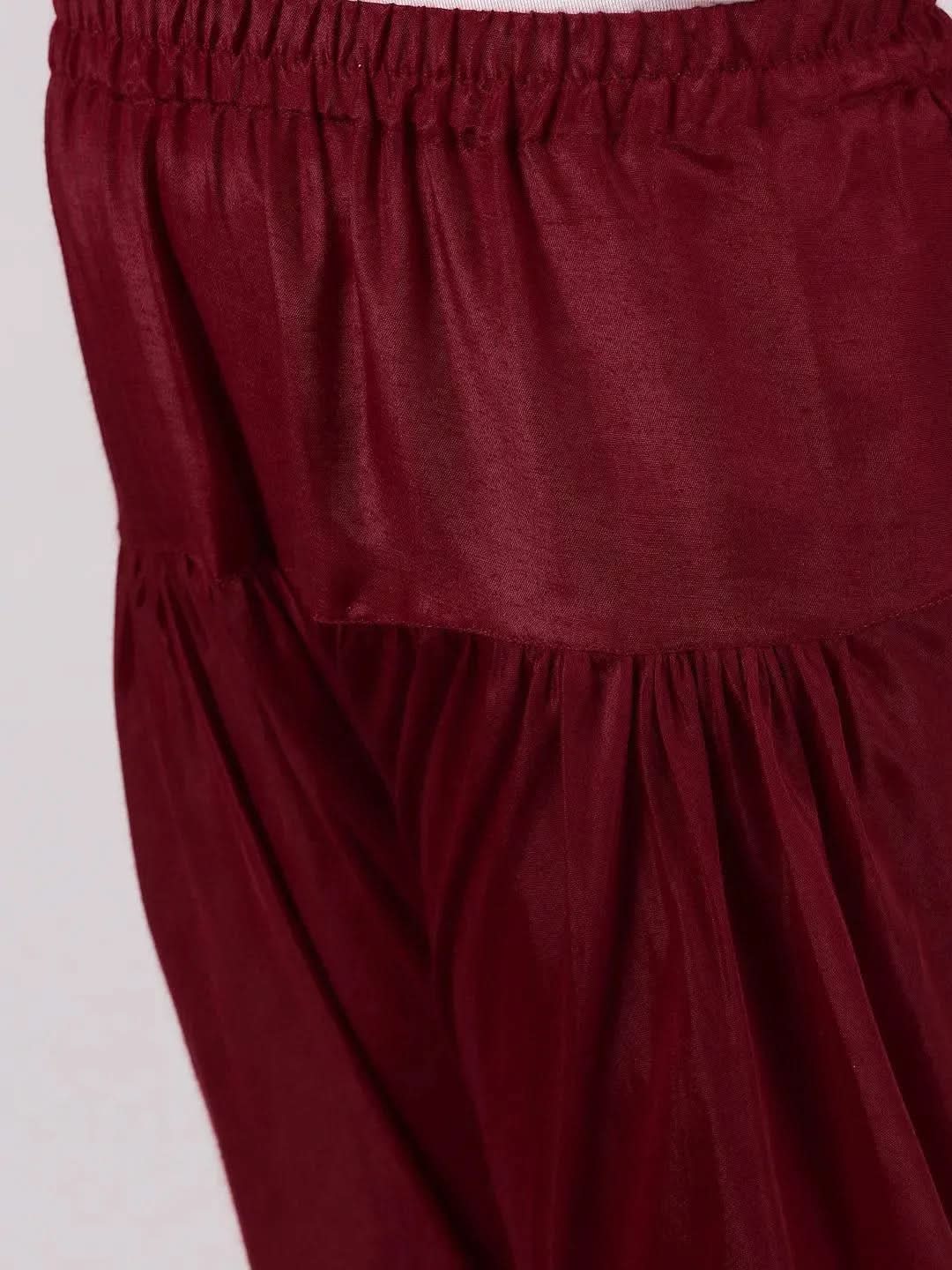 Maroon Embroidered Georgette Suit Set - Libas