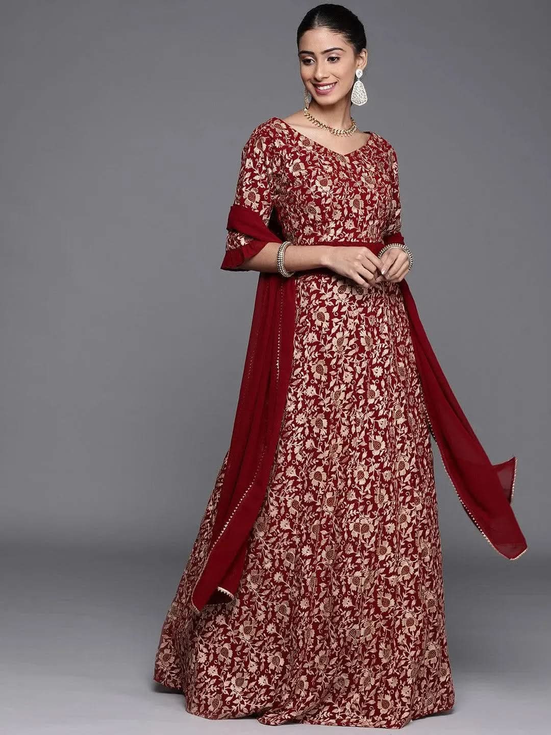 Buy Maroon Embroidered Georgette Lehenga Set - 20134O- | Libas Ethnic Wear Online
Buy Maroon Embroidered Georgette Lehenga Set - 20134O- | Libas Ethnic Wear Online