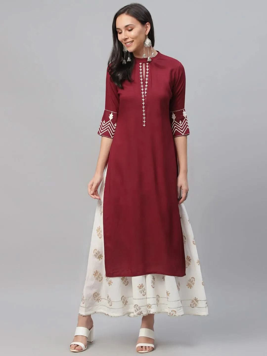Buy Maroon Embroidered Rayon Kurta - 9080F- | Libas Ethnic Wear Online
Buy Maroon Embroidered Rayon Kurta - 9080F- | Libas Ethnic Wear Online